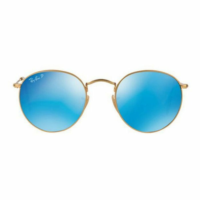 Rayban RB3447 Lunettes de soleil rondes en métal or/bleu flash Rayban RB3447 Lunettes de soleil rondes en métal or/bleu flash