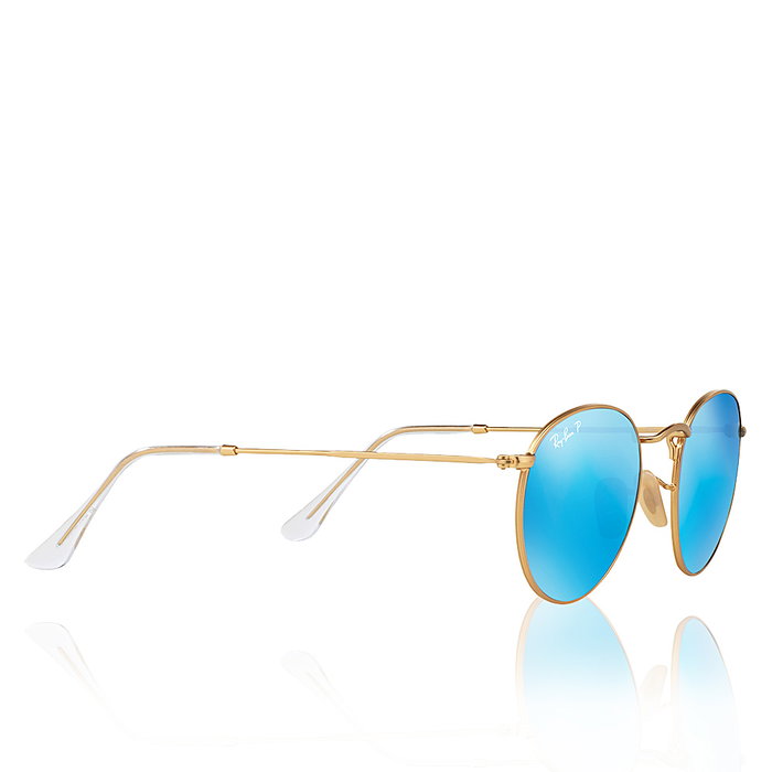 Rayban RB3447 Lunettes de soleil rondes en métal or/bleu flash Rayban RB3447 Lunettes de soleil rondes en métal or/bleu flash