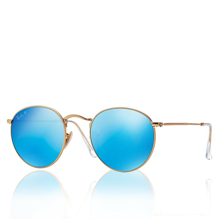 Rayban RB3447 Lunettes de soleil rondes en métal or/bleu flash Rayban RB3447 Lunettes de soleil rondes en métal or/bleu flash