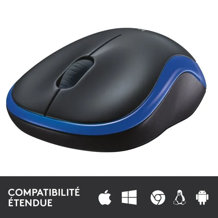 Logitech M185 Souris sans fil, Bleu/Noir