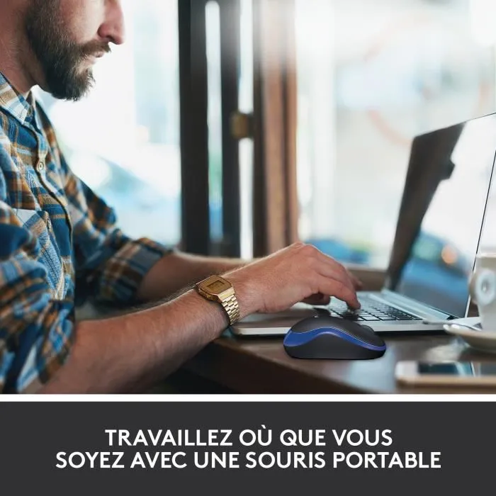 Logitech M185 Souris sans fil, Bleu/Noir