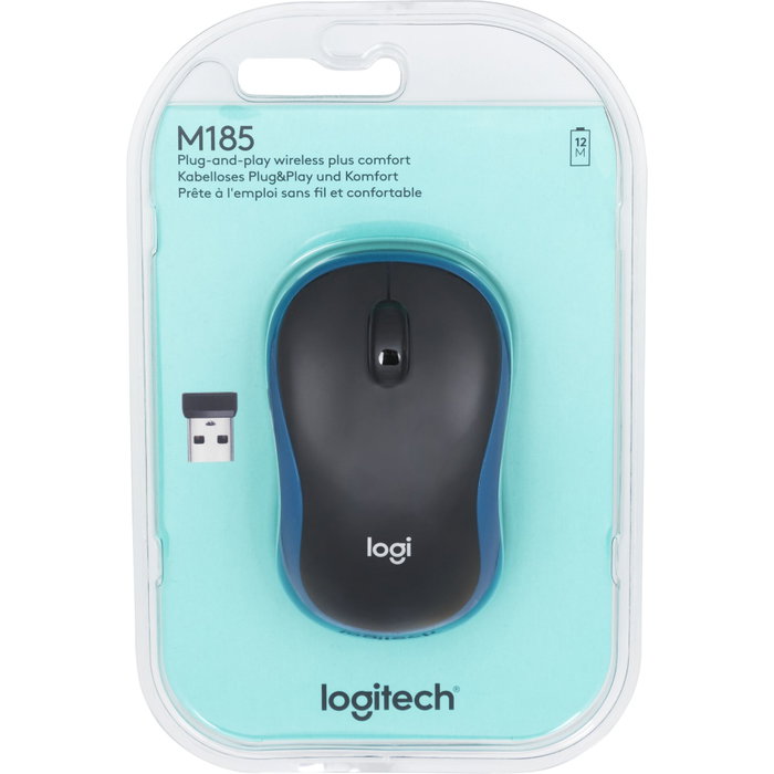 Logitech M185 Souris sans fil Ambidextre - Bleu
