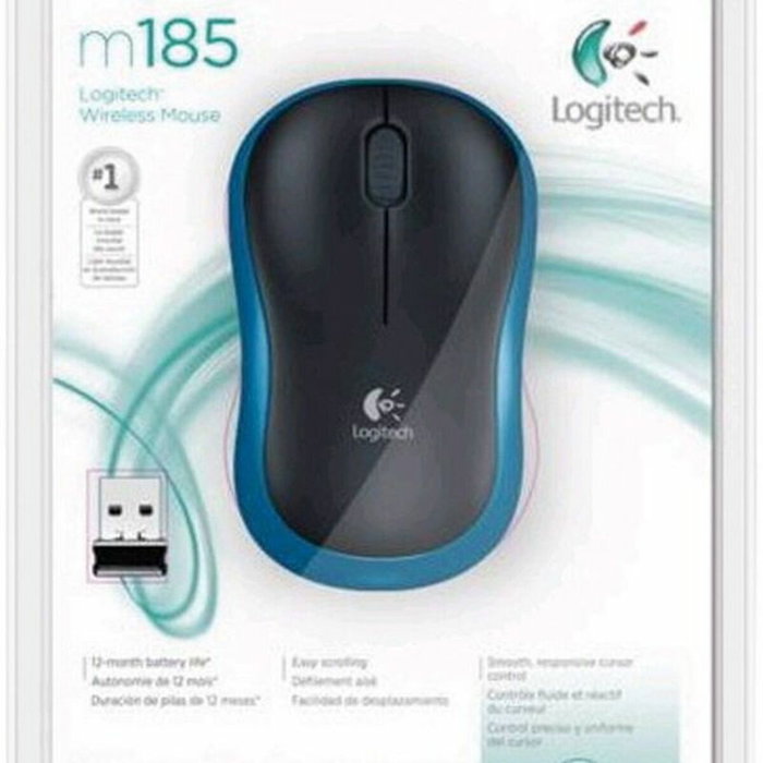 Logitech M185 Souris sans fil, Bleu/Noir