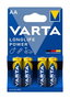 Varta 4906121414 Piles alcalines LR06 AA Longlife Power 4 unités