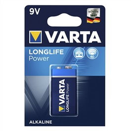 Varta 4922121411 - Pile alcaline 9V Longlife Power, 1 unité, pour détecteurs de fumée, walkie-talkies