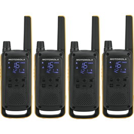 Motorola T82 Extreme Quad Pack de 4 Talkie-walkies Noir, Jaune et Orange
