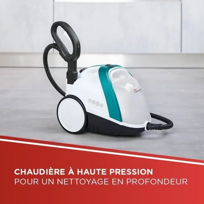Polti Vaporetto Smart 100 T - Nettoyeur vapeur 1500W - Autonomie illimitée - Pression 4 BAR - Débit 110g/min - 9 accessoires - Turquoise Polti Vaporetto Smart 100 T - Nettoyeur vapeur 1500W - Autonomie illimitée - Pression 4 BAR - Débit 110g/min - 9 accessoires - Turquoise