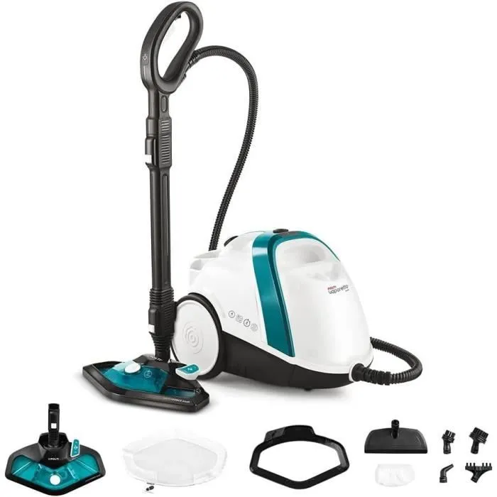 Polti Vaporetto Smart 100 T - Nettoyeur vapeur 1500W - Autonomie illimitée - Pression 4 BAR - Débit 110g/min - 9 accessoires - Turquoise Polti Vaporetto Smart 100 T - Nettoyeur vapeur 1500W - Autonomie illimitée - Pression 4 BAR - Débit 110g/min - 9 accessoires - Turquoise