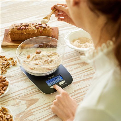 Beurer KS-25 Balance de cuisine électronique avec bol de 1,2 L et fonction tare - Affichage LCD en grammes/onces