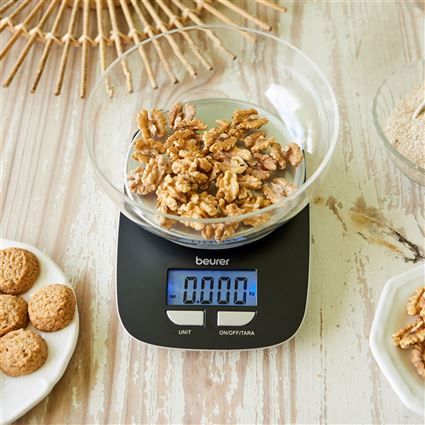 Beurer KS-25 Balance de cuisine électronique avec bol de 1,2 L et fonction tare - Affichage LCD en grammes/onces