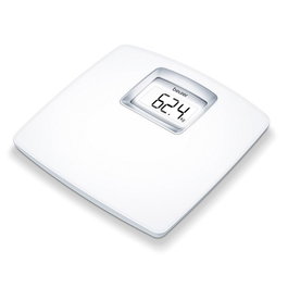 Beurer PS-25 Balance numérique blanche avec plateforme XXL, écran LCD rétroéclairé extra large et fonction démarrage rapide