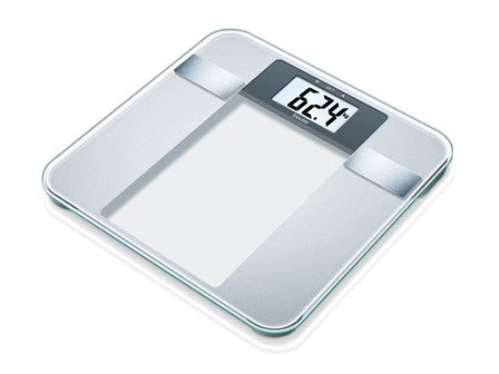 Beurer BG-13 Balance Diagnostic Numérique avec Calcul IMC en Verre, Grand Écran LCD - Mesure Poids, Graisse Corporelle, Masse Musculaire
