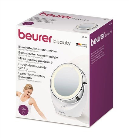 Beurer BS-49 Miroir de Maquillage à LED avec 5x Grossissement et Batterie - 12 Lumières, Sans Fil, Portable et Détachable