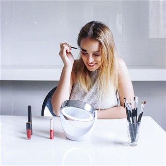Beurer BS-49 Miroir de Maquillage à LED avec 5x Grossissement et Batterie - 12 Lumières, Sans Fil, Portable et Détachable