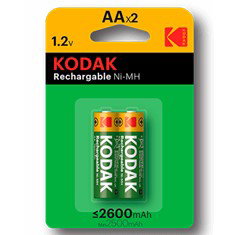 Kodak Blister de 2 Piles Rechargeables Ni-MH AA 2600 mAh