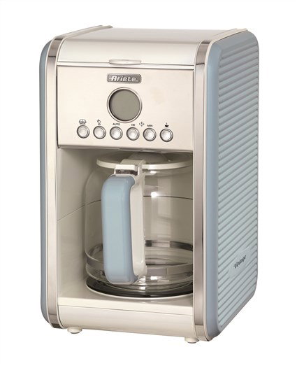 Ariete Cafetière Filtre Vintage Bleue - Machine à café programmable pour 4 à 12 tasses avec LCD et anti-goutte - Réf. 1342/05