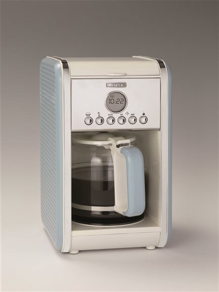 Ariete Cafetière Filtre Vintage Bleue - Machine à café programmable pour 4 à 12 tasses avec LCD et anti-goutte - Réf. 1342/05
