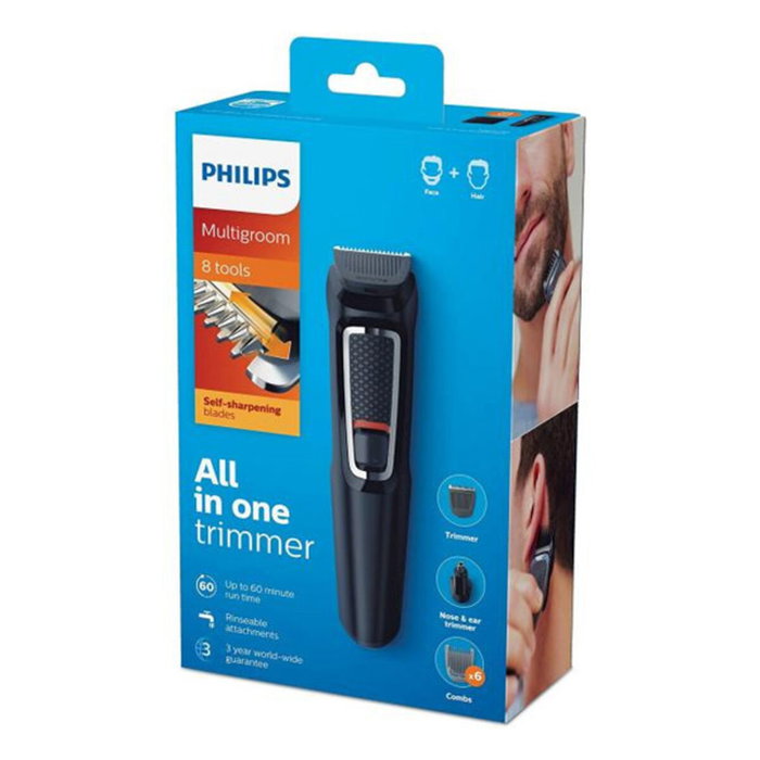 Philips MG3730/15 Series 3000 - Tondeuse Multi 8-en-1 pour Barbe et Cheveux, 11 Hauteurs de Coupe, Sabots Inclus, Autonomie 60 min