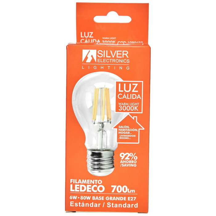 Ampoule LED Sphérique Silver Electronics 1980627 E27 6W 3000K A++ (Lumière chaude) Ampoule LED Sphérique Silver Electronics 1980627 E27 6W 3000K A++ (Lumière chaude)
