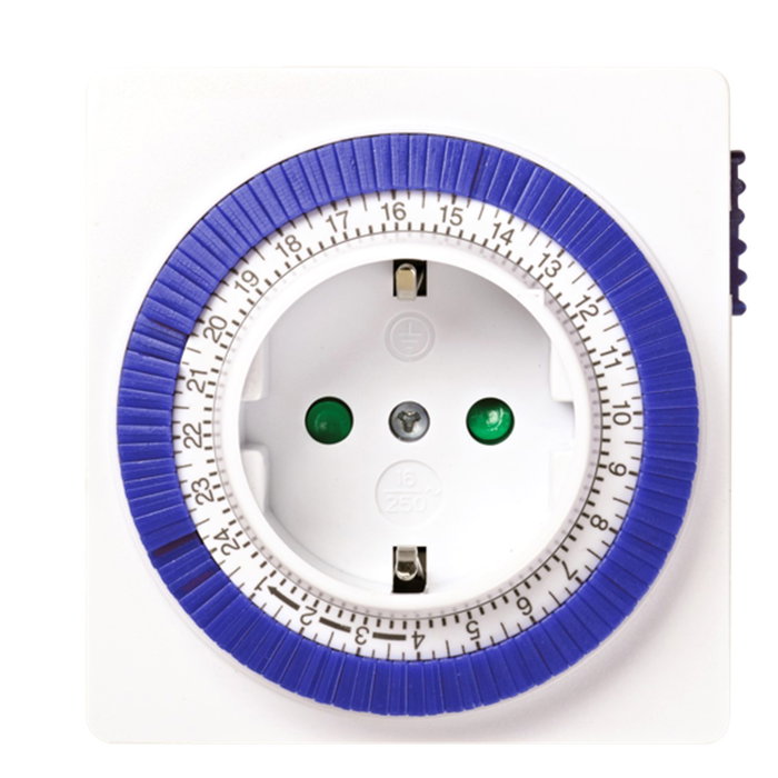 Silver Programateur Minuteur Analogique 24 Heures 3600W 16A 250V IP20 Prise de Terre