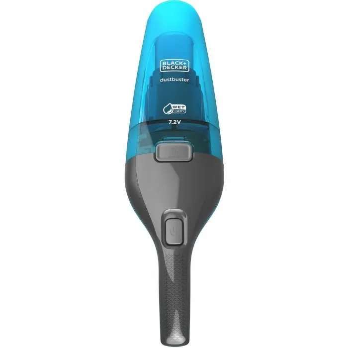 Black + Decker WDC215WA-QW Dustbuster Lithium, Aspirateur à main 7.2V sans fil bleu pour eau et poussière, batterie lithium, bol large 385 ml