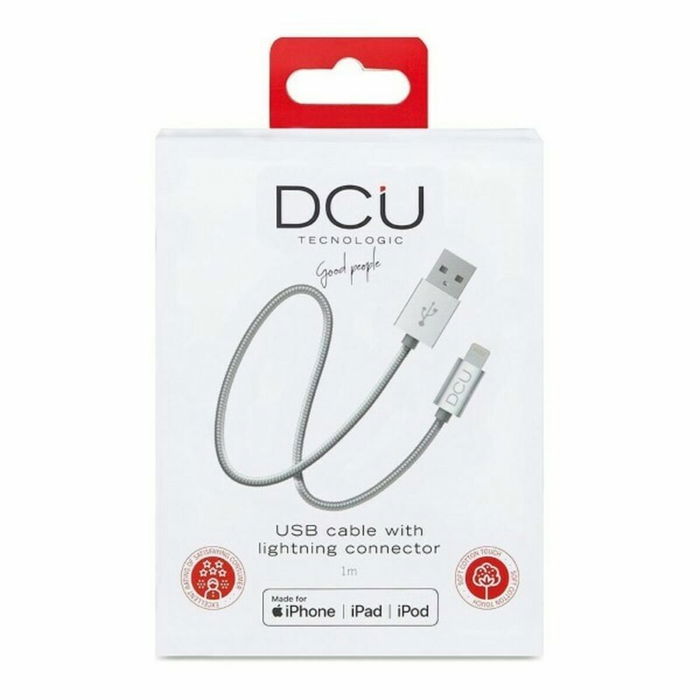 Câble de chargement USB Lightning iPhone DCU Argenté 1 m Câble de chargement USB Lightning iPhone DCU Argenté 1 m