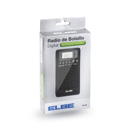Elbe RF-93 Radio de Poche Numérique AM/FM avec Haut-Parleur Intégré et Mémoire de 20 Stations, Compacte et Portable, Noire
