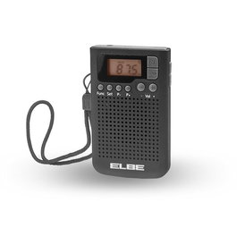 Elbe RF-93 Radio de Poche Numérique AM/FM avec Haut-Parleur Intégré et Mémoire de 20 Stations, Compacte et Portable, Noire