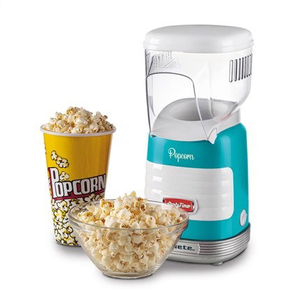 Ariete 2956/01 Machine à pop-corn Party Time Popper bleue - Machine à maïs soufflé rétro des années 50, préparation rapide et sans graisse