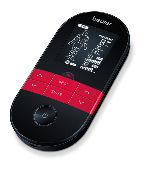 Beurer EM-59 Electrostimulateur numérique TENS/EMS avec fonction chaleur pour le traitement de la douleur, la stimulation musculaire, la relaxation et le massage