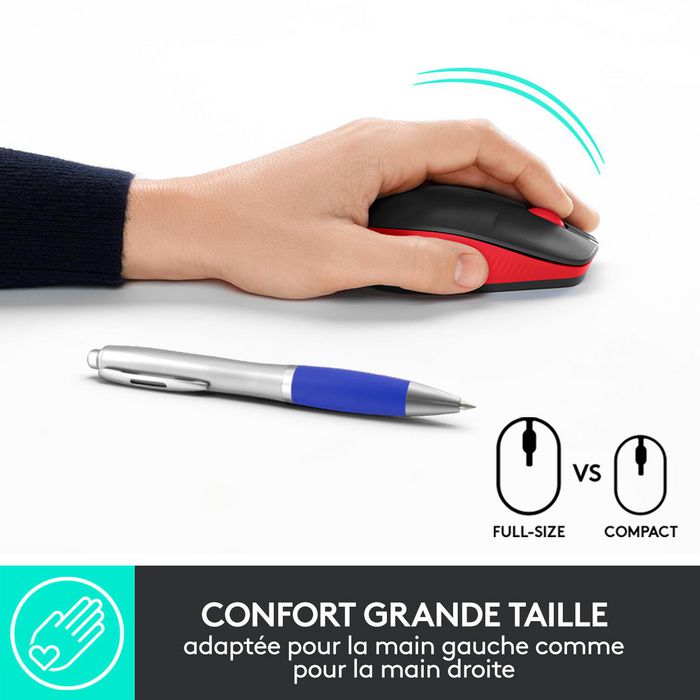 Logitech M190 Souris sans fil ergonomique pour PC, 1000 DPI, autonomie 18 mois, connexion jusqu'à 10 m, avec récepteur USB, pile AA incluse Logitech M190 Souris sans fil ergonomique pour PC, 1000 DPI, autonomie 18 mois, connexion jusqu'à 10 m, avec récepteur USB, pile AA incluse