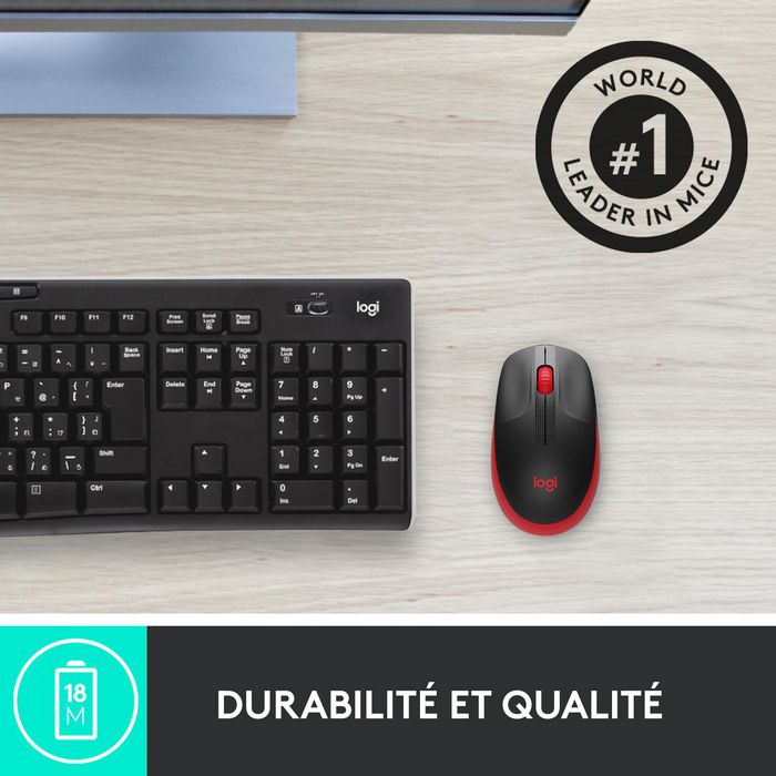 Logitech M190 Souris sans fil ergonomique pour PC, 1000 DPI, autonomie 18 mois, connexion jusqu'à 10 m, avec récepteur USB, pile AA incluse Logitech M190 Souris sans fil ergonomique pour PC, 1000 DPI, autonomie 18 mois, connexion jusqu'à 10 m, avec récepteur USB, pile AA incluse