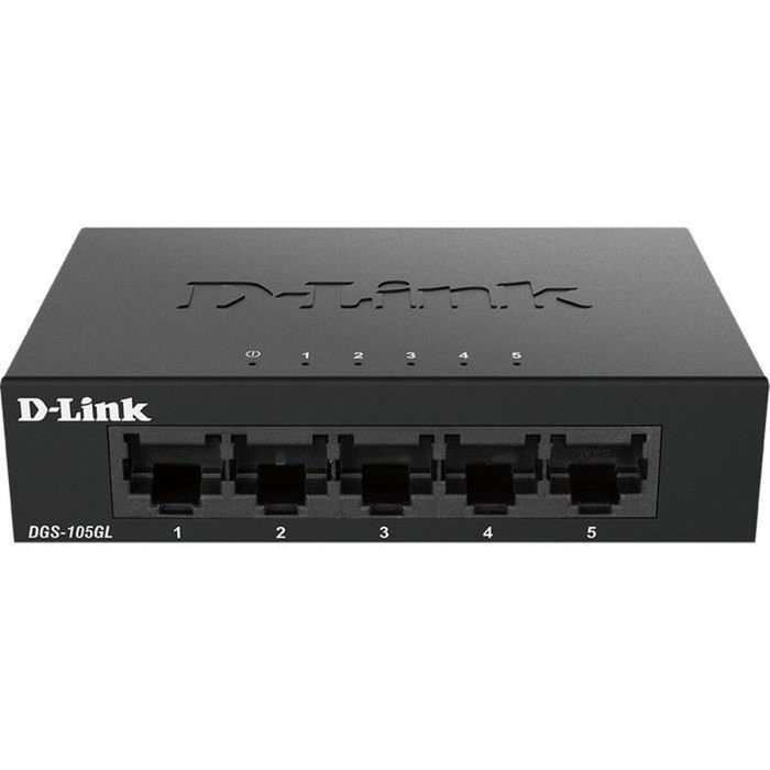 D-Link DGS-105GL Switch 5 ports Gigabit Ethernet Noir D-Link DGS-105GL Switch 5 ports Gigabit Ethernet Noir