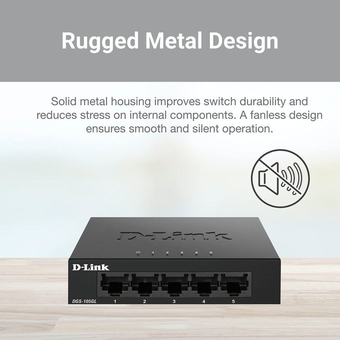 D-Link DGS-105GL Switch 5 ports Gigabit Ethernet Noir D-Link DGS-105GL Switch 5 ports Gigabit Ethernet Noir