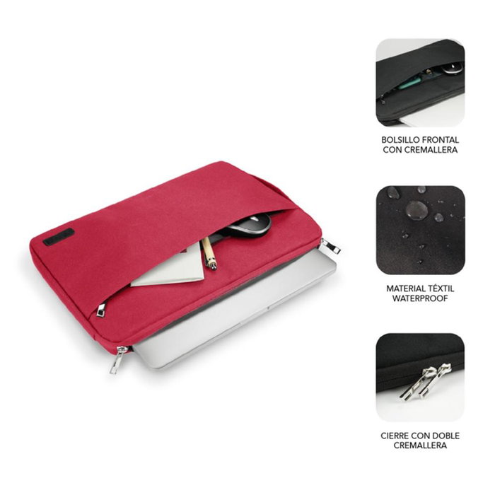 Subblim Housse Urban pour ordinateur portable 15.6 pouces, étui de transport rembourré en polyester 600D rouge - Protection légère et élégante