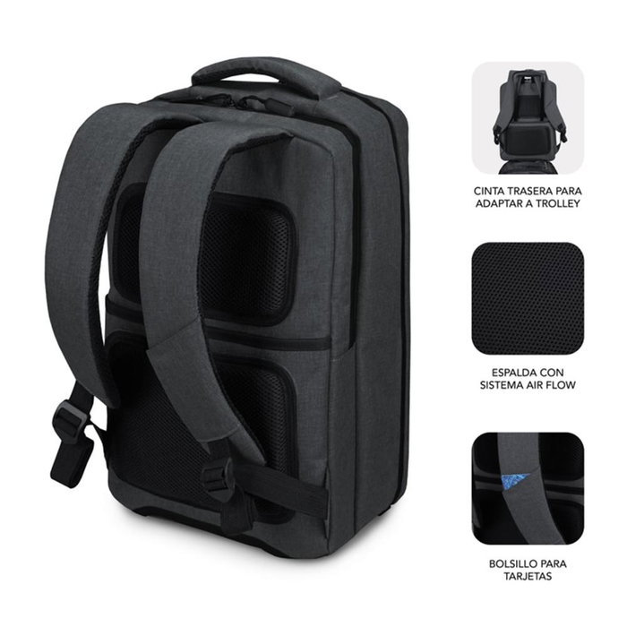 Subblim Mochila pour ordinateur portable 15.6 pouces Traveller Airpadding, grise, avec port USB Subblim Mochila pour ordinateur portable 15.6 pouces Traveller Airpadding, grise, avec port USB