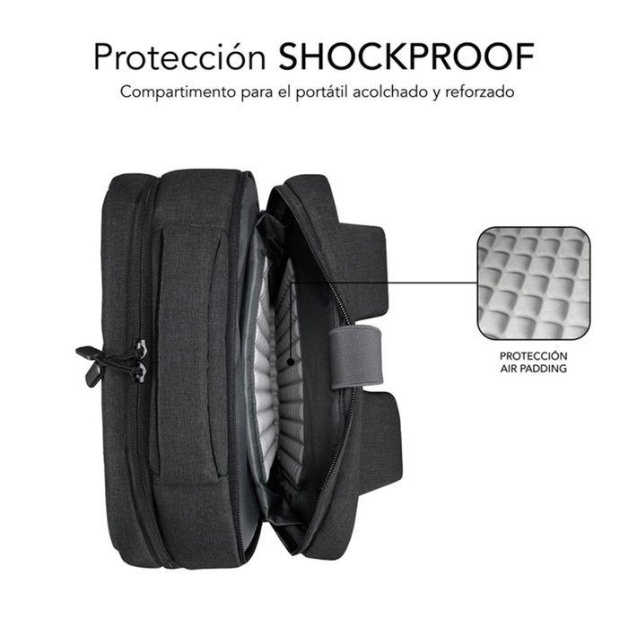 Subblim Mochila pour ordinateur portable 15.6 pouces Traveller Airpadding, grise, avec port USB Subblim Mochila pour ordinateur portable 15.6 pouces Traveller Airpadding, grise, avec port USB