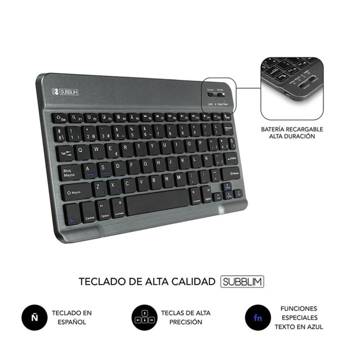 Subblim Keytab Pro Housse avec clavier Bluetooth pour tablette 10.1 pouces Rouge - Clavier espagnol QWERTY