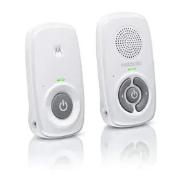 Motorola AM21 Moniteur bébé audio avec DECT, portée 300 m, microphone haute sensibilité, contrôle du volume, alimentation secteur/batterie, blanc