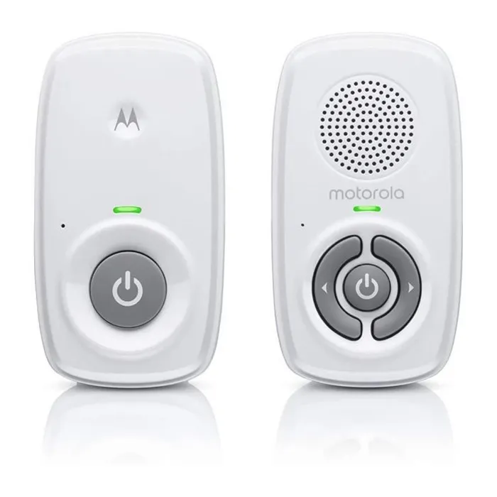 Motorola AM21 Moniteur bébé audio avec DECT, portée 300 m, microphone haute sensibilité, contrôle du volume, alimentation secteur/batterie, blanc
