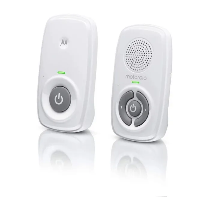 Motorola AM21 Moniteur bébé audio avec DECT, portée 300 m, microphone haute sensibilité, contrôle du volume, alimentation secteur/batterie, blanc