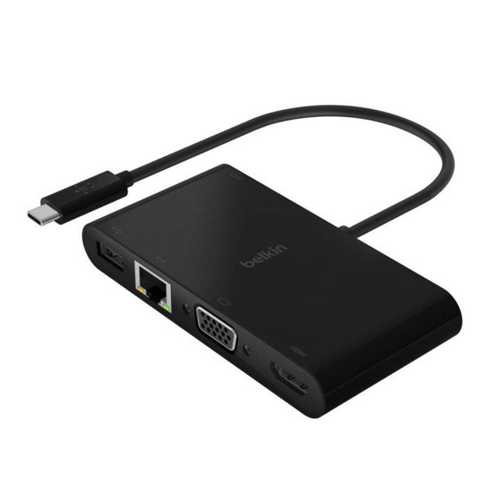 Belkin AVC004btBK Docking Station USB-C Hub 4K HDMI VGA RJ-45 USB-A 3.2 Power Delivery 100W Noir Belkin AVC004btBK Docking Station USB-C Hub 4K HDMI VGA RJ-45 USB-A 3.2 Power Delivery 100W Noir