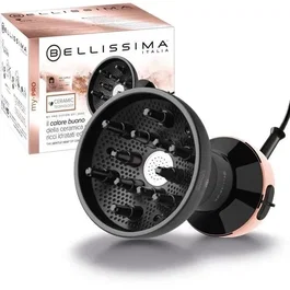 Bellissima MY PRO DIFFON DF1 3000 OR & NOIR, Sèche-cheveux avec Diffuseur Céramique pour Cheveux Bouclés, Définition et Hydratation