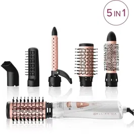 Bellissima Brosse Coiffante My Pro GH18 1100 Blanc Doré, Styler 5-en-1 avec Séchage pour Cheveux Lisses, Ondulés, Bouclés, Revêtement Céramique