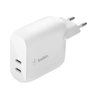 Belkin WCB006VFWH Chargeur mural USB-C 40W 2 ports Blanc