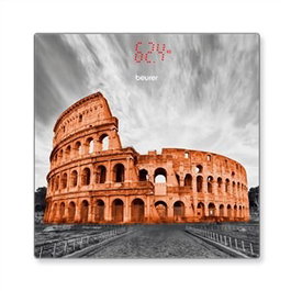 Beurer GS-215 ROMA Pèse-personne digital en verre avec décor Colisée de Rome, capacité 180 kg, écran LCD