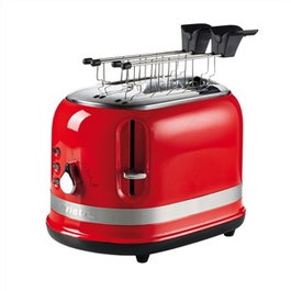 Ariete 149/00 - Grille-pain moderne 2 fentes, rouge, avec pinces, fonctions décongélation et réchauffage, 6 niveaux de cuisson