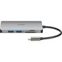 D-Link DUB-M810 Hub USB-C 8-en-1 avec HDMI 4K, Gigabit LAN et Lecteur de cartes SD/microSD, Gris