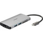 D-Link DUB-M810 Hub USB-C 8-en-1 avec HDMI 4K, Gigabit LAN et Lecteur de cartes SD/microSD, Gris