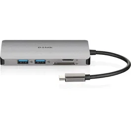 D-Link Station d'accueil DUB-M810 USB-C / Thunderbolt 3, 8 en 1 avec câble intégré, HDMI, port Gigabit Ethernet 1 GbE pour ordinateur portable
